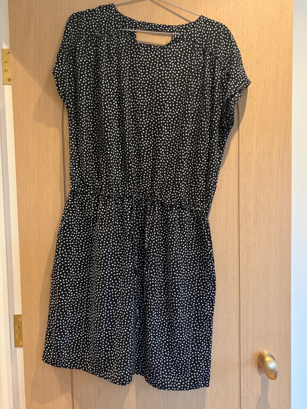 Vero Moda Black & White Polka Dot Dress with Tie Waist and Pockets